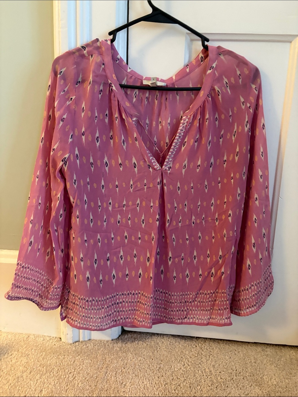 Joie Pink Printed V-Neck Tunic Top